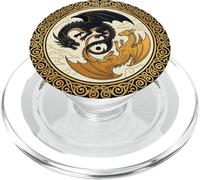 Book Dragon Yin Yang Librarian Celestial Fantasy Bookish PopSockets PopGrip pour MagSafe