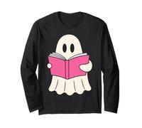 Book Lover Ghost Reading Bookworm Spooky Season Reader Manche Longue
