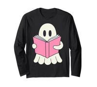 Book Lover Ghost Reading Bookworm Spooky Season Reader Manche Longue
