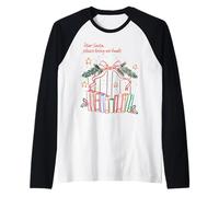 Book Lover Hey Santa Please Bring Me More Books Tee Manche Raglan