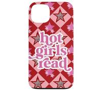 Book Lover Hot Girls Reading Preppy Pink Red Star Y2K Reading Coque pour iPhone 13