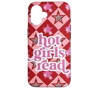 Book Lover Hot Girls Reading Preppy Pink Red Star Y2K Reading Coque pour iPhone 16