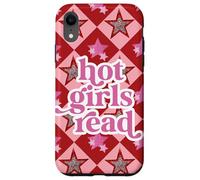Book Lover Hot Girls Reading Preppy Pink Red Star Y2K Reading Coque pour iPhone XR