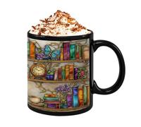 Book Lover Mug - Ceramic 350ml, Cat Theme Coffee Mug, Animal Lover Drinkware | Vibrant Design, Long Lasting, Ceramic Coffee Mugs, Book Lovers Mugs For Writers, Tea, Milk, Juice, Home, Dorm, Hotel