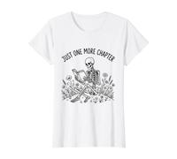 Book Lover One More Chapter Floral Dark Academia T-Shirt Graphique avec Valeur, Femme, Blanc, L