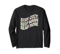Book Lover Stay Cozy Keep Warm Read More Retro Manche Longue