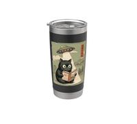 Book Lover UFO Alien Abduction Vintage Japanese Cat Gobelet isotherme en acier inoxydable double paroi
