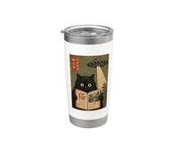 Book Lover UFO Alien Abduction Vintage Japanese Cat Gobelet isotherme en acier inoxydable double paroi