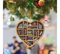 Book Lovers Christmas Ornament, Book Lovers Heart Ornament, Lover Bookworm Acrylic Ornament,Hanging Decoration House Present Xmas Eve Keepsake Decorative (1 pcs)