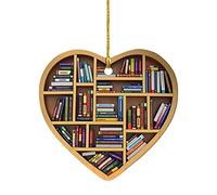 Book Lovers Heart Shaped Bookshelf Pendant Acrylique Ornement Plafonnier Design Industriel (Black, One Size)
