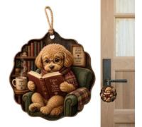Book Lovers Ornament - 2D Animal Reading Decor, Decorative Acrylic Hanging