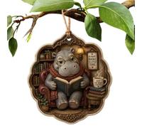 Book Lovers Ornament - 2D Animal Reading Decor, Decorative Acrylic Hanging