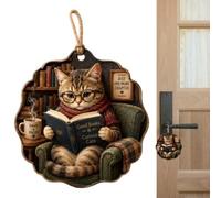 Book Lovers Ornament - 2D Animal Reading Decor, Decorative Acrylic Hanging