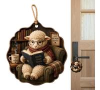 Book Lovers Ornament - 2D Animal Reading Decor, Decorative Acrylic Hanging