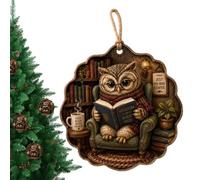 Book Lovers Ornament - 2D Animal Reading Decor, Decorative Acrylic Hanging