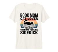 Book Mom Cat Lover Lecture avec Mon Acolyte Felline T-Shirt Haut de Gamme