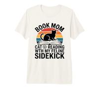 Book Mom Cat Lover Lecture avec Mon Acolyte Felline T-Shirt Haut de Gamme