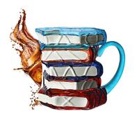 Book Mug, Books Glass Stack Coffee Cup Collection, 4.72x4.13x3,54 pouces Articles livresques mignons Brew Holder, Bookwors Daily Drinkware for Writers, Teachers, Friends, Family, Literature Lovers,