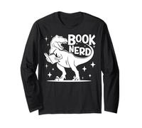 Book Nerd Geek Funny Reading Lovers T Rex Dinosaur Bookworms Manche Longue
