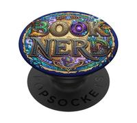 Book Nerd Reading Librarian Fantasy Magic Dragon Bookish PopSockets PopGrip Adhésif