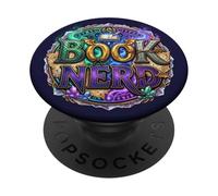 Book Nerd Reading Librarian Fantasy Magic Dragon Bookish PopSockets PopGrip Adhésif