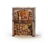 Book Niche Étagère Miniature Librairie Maquette Diorama Décoratif avec Escalier Hélicoïdal Balcon et Fil Lumineux pour Ambiance