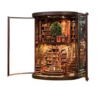 Book Nook Bibliothèque Kit DIY Arbre en Bois avec Lumière LED, Bibliothèque Miniature à Faire soi-même, Puzzle 3D en Bois pour Adultes et Adolescents, Décoration de Bibliothèque Lumineuse (1 Set)