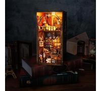 Book Nook DIY 3D Maison magique en bois, modèle de bâtiment miniature fantaisie comme serre-livres, puzzle artisanal pour décoration d'étagère, cadeau anti-stress pour adultes Couleur 1