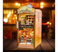 Book Nook Kit Booknook - Kit de bricolage miniature pour adultes - Puzzle 3D en bois avec lumière LED et boulangerie de café - Kit de décoration de bibliothèque créatif pour adultes à partir de 14 ans