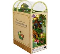 Book Nook Kit de bricolage en bois Book Nook DIY Maison de poupée miniature avec meubles et lumière LED Différentes scènes Support de livre Book Nook Magic House (A)
