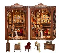 Book Nook Kit maison de poupée 3D créative en bois avec lumière LED Outils d'installation complet Maison miniature DIY pour adultes adolescents amateurs de livres
