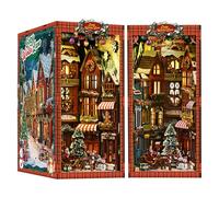 Book Nook Kit Maison Miniature, Puzzle en Bois 3D Boutique de Noël, Kit de Maison de poupée Miniature, Mini Maison créative Étagère décorative Serre-Livres, Cadeau pour Noël ou Un Anniversaire