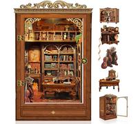 Book Nook Kit pour Adultes -Puzzle 3D en Bois Bilbiotheque Magigue Serre-ivres Decoratif avec Porte Anti-Poussiere et Lumiere LED - Maquete Maison Miniature ¡ Construire pour Adultes -Cadeau Créat