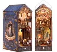 Tonecheer Book Nook Kit Coin de Lecture de Bricolage Book Nook avec Protection Contre la poussière et lumière LED 3D Puzzle,Miniature House Diorama déco Cadeau de Vacances(Leonardo da Vinci)