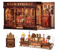 Book Nook - Maison de Poupée Miniature,3D Puzzle en Bois&Musique Style Maquette en Bois a Construire Adulte Décoration(Bach