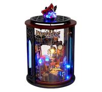 Book Nook, Miniature Kit, Bookshelf Insert, LED Lighted Decor Set, Creative Tiny House Project, Handmade Model Craft with Lights for Home Christmas Decoration Display, 4.61x4.61x6.93 inches