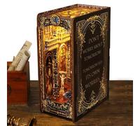 Book Nook Miniature Kit - Insert des Livres de Bricolage, Puzzle en Bois | Décoration de la bibliothèque avec Induction du Corps, de Maison créatif avec lumière LED, Exposition de Maisons de
