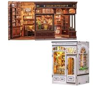 Book Nook - Puzzle 3D Maison de Poupée DIY, Décoration d’étagère, pour Famille et Amis(Corner Coffee Shop&The Scholar's Bookstore)