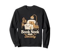 Book Nook Society Cozy Cat Reading Coffee Book Lover Roman Sweatshirt