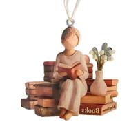 Book Ornament - 2D Reading Figurine Keepsake | Elegant Book Themed Christmas Decoration with Artistic Design, Lightweight Sturdy Craft for Women, Friends, Family, Home, Bookshelf and Library Décor