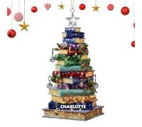 Book Ornaments, 2D Acrylic Pendant Decorations, Novel Lover Ornaments, Christmas Decorations with Book Design, for Women Reader Nerd Librarian Bookclub Home Study Table Desk Wall Mantel Holiday Party