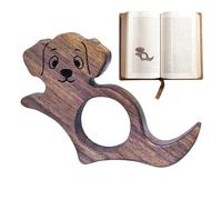 Book Page Holder - Cute Dog Walnut Bookmark | Portable Reading Aid with 2.2cm Round Hole, Lightweight 10g Wooden Page Holder for Teacher Reader Bookworm Notebook Document
