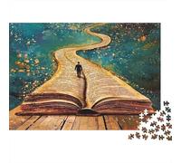 Book Path Journey 1000Pc Recycled Paper Puzzle: Man Walking on Book Path for Adults 14-99 Years Home Decor & Gift 70x50cm/1000pcs