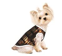 Book Room Chemise pour chien avec imprimé bibliothèque mystérieuse pour petits chiens - T-shirt extensible léger sans manches rayé