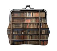 Book Room Library Prints Porte-monnaie pour femmes et filles - Mini pochette portefeuille avec verrou à baiser - Joli portefeuille en cuir, Noir , Taille unique, Pochette à monnaie
