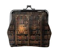 Book Room Mysterious Library Porte-monnaie imprimé pour femme en cuir synthétique mignon avec serrure à baiser, Noir , Taille unique, Moderne