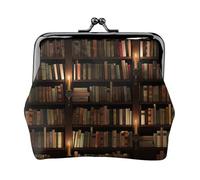 Book Room Mysterious Library Print Porte-monnaie avec verrou Kiss Lock Petite pochette vintage pour homme et femme, Noir , Taille unique, Pochette à monnaie