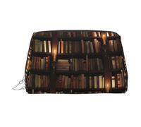 Book Room Mysterious Library Trousse de toilette de voyage imprimée Pochette de rangement portable avec trois emplacements intérieurs pour accessoires, Argenté., One Size
