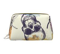 Book Room Mysterious Library Trousse de toilette en cuir pour femme Sac à main mignon Organiseur de voyage Trousse de maquillage, Tête de mort fleur, Taille unique