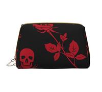 Book Room Mysterious Library Trousse de toilette en cuir pour femme Sac à main mignon Organiseur de voyage Trousse de maquillage, Tête de mort rose., Taille unique
